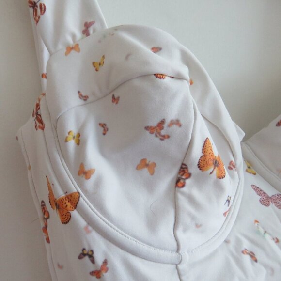 WEWOREWHAT Vintage Danielle One Piece Swimsuit White Butterfly Print - Size M - Picture 6 of 15